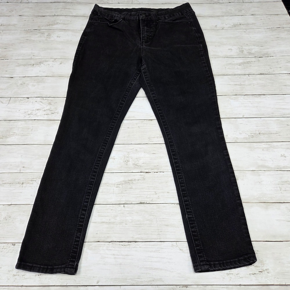 Silver Jeans Straight Leg Jeans High Rise Skinny Womens 12 Black Stretch Denim
